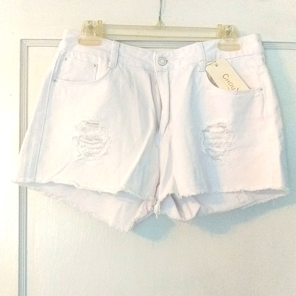 White, Distressed Jean Shorts. Never worn. Size: M